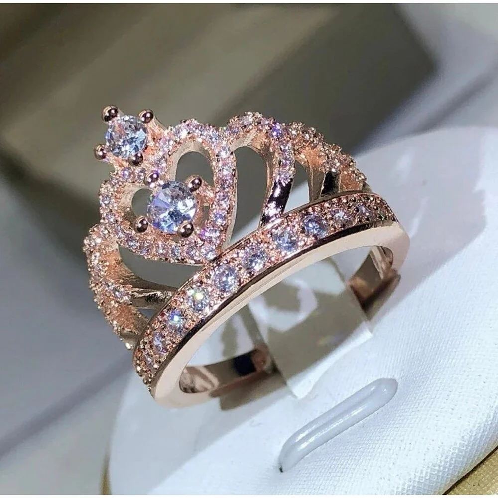 New 18k rose gold engagement ring crown